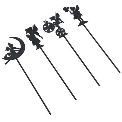 AB Tools Small Black Fairy Pixie Silhouettes Set Of 4 Stake Garden Lawn Yard Ornament - image 1