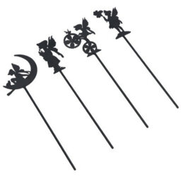 AB Tools Small Black Fairy Pixie Silhouettes Set Of 4 Stake Garden Lawn Yard Ornament