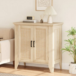 Rattan Wood Sideboard Buffet Storage Cabinet Cupboard Kitchen