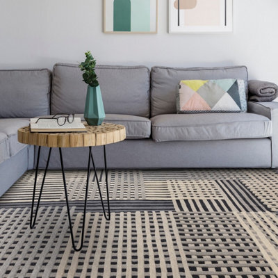 Grey Multi Abstract Handmade Modern Wool Rug For Living Room And Bedroom-160Cm X 230Cm