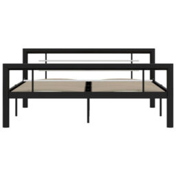 Berkfield Bed Frame Black And White Metal 120X200 Cm - thumbnail 3