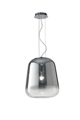 Luminosa Lighting Luminosa Glass Smoked Chrome Ceiling Pendant, Chrome, E27