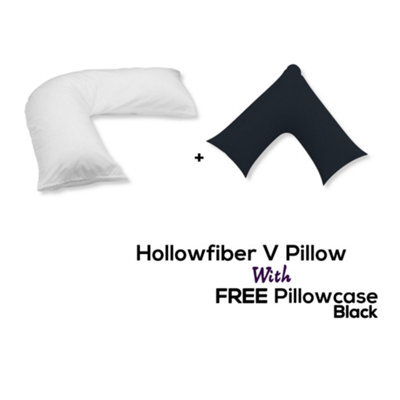 Chilimilii V Pillow With Free V Pillowcase Polycotton Cover Orthopedic Neck & Back Support Hollowfiber Filled Pillow