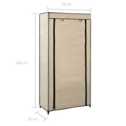 Vidaxl Shoe Cabinet With Cover Cream 58X28X106 Cm Fabric - thumbnail 3