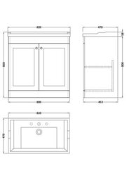 Balterley Swynnerton Traditional 2 Door Floor Standing Vanity Unit With Basin, Satin Green, 800mm - thumbnail 5