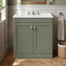 Balterley Swynnerton Traditional 2 Door Floor Standing Vanity Unit With Basin, Satin Green, 800mm - thumbnail 2
