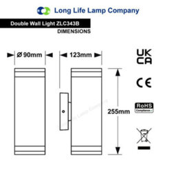 Long Life Lamps Company Modern Exterior Outdoor Up Down Wall Light Zlc343B - thumbnail 2