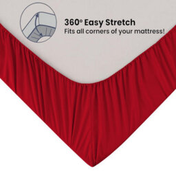"Ameha Fitted Sheet 40 Cm Extra Deep Pocket Elastic Corners Soft Microfiber Fitted Sheet 16"" (Burgundy, Double 137 X 190 Cm)" - thumbnail 4
