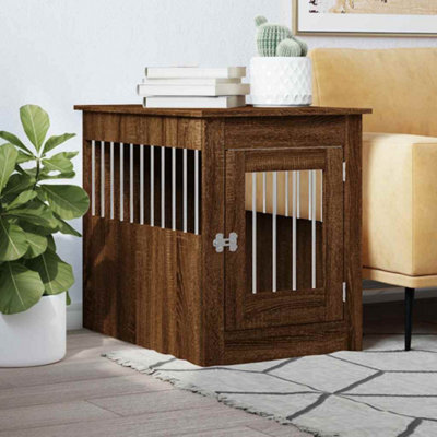 Walplus Brown Oak Dog Crate Furniture End Table 55X80X68 Cm Engineered Wood - image 1