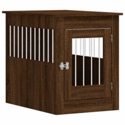 Walplus Brown Oak Dog Crate Furniture End Table 55X80X68 Cm Engineered Wood - thumbnail 2