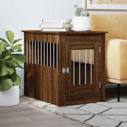 Walplus Brown Oak Dog Crate Furniture End Table 55X80X68 Cm Engineered Wood - thumbnail 1