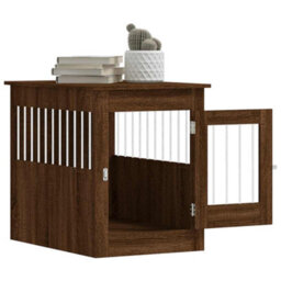 Walplus Brown Oak Dog Crate Furniture End Table 55X80X68 Cm Engineered Wood - thumbnail 5