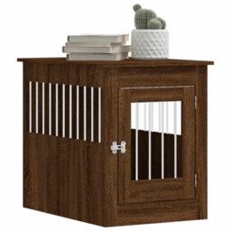 Walplus Brown Oak Dog Crate Furniture End Table 55X80X68 Cm Engineered Wood - thumbnail 4