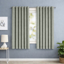 Oxford Homeware Sage Green Eyelet Linen Effect Curtains Fully Lined 100% Blackout Thermal Insulated Curtain Pair (W)117Cmx(L)137Cm - thumbnail 7