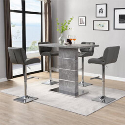 Furniture in Fashion Parini Concrete Effect Bar Table With 4 Candid Grey Stools