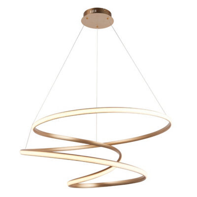 Satin Gold Large Ceiling Pendant Tape Light & Matt White Diffuser Warm White Led - image 1