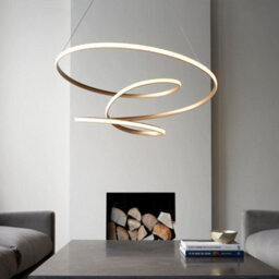 Satin Gold Large Ceiling Pendant Tape Light & Matt White Diffuser Warm White Led - thumbnail 5