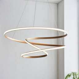 Satin Gold Large Ceiling Pendant Tape Light & Matt White Diffuser Warm White Led - thumbnail 4