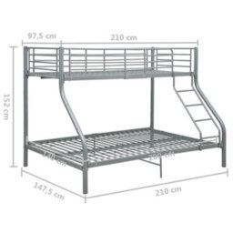 Berkfield Bunk Bed Frame Grey Metal 140X200 Cm/90X200 Cm - thumbnail 8
