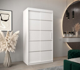 Arte Verona 01 Contemporary 2 Sliding Door Wardrobe 5 Shelves 2 Rails White Matt (H)2000mm (W)1000mm (D)620mm - thumbnail 2