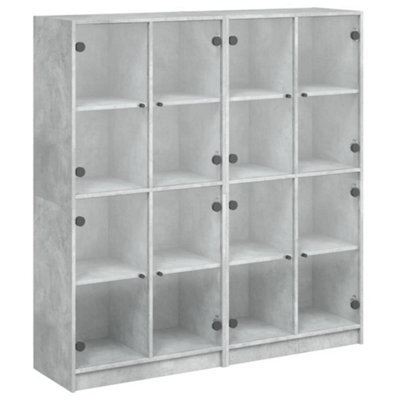 Berkfield Modern Bookcase With Doors Concrete Grey 136X37X142 Cm Engineered Wood - image 1