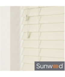210Cm Misty White Faux Wood Venetian With Strings 120Cm Drop