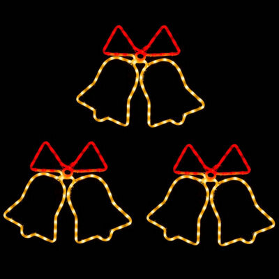 Christow Led Flashing Christmas Bell  Rope Lights Wall Decoration Set Of 3 - image 1