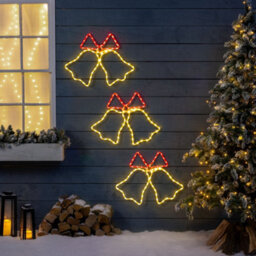 Christow Led Flashing Christmas Bell  Rope Lights Wall Decoration Set Of 3 - thumbnail 2
