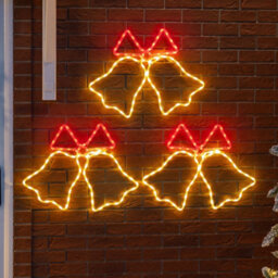 Christow Led Flashing Christmas Bell  Rope Lights Wall Decoration Set Of 3 - thumbnail 3