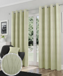Enhanced Living Goodwood Green Thermal, Energy Saving, Dimout Eyelet Curtains With Wave Pattern (Pair) - 46 X 54 Inch (117X137Cm) - thumbnail 1