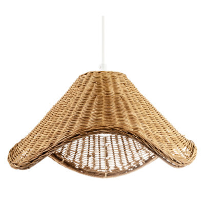 Happy Homewares Boho Rustic Style Woven Natural Rattan Pendant Ceiling Lighting Shade - image 1