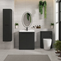 Royal Bathrooms Venice 600mm Matt Nocturne Black Floor Standing Vanity Unit 2 Drawer With Ceramic Basin - thumbnail 3