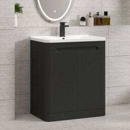 Royal Bathrooms Venice 600mm Matt Nocturne Black Floor Standing Vanity Unit 2 Drawer With Ceramic Basin - thumbnail 5