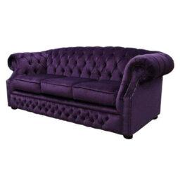 Chesterfield 3 Seater Sofa Velluto Amethyst Purple Fabric In Buckingham Style - thumbnail 6