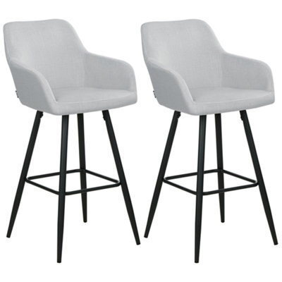 Beliani Set Of 2 Bar Chairs Casmalia Velvet Light Grey - image 1