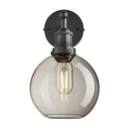 Industville Brooklyn Glass Globe Wall Light - 7 Inch, Mocha Glass Globe - 7 Inch, Pewter Wall Holder - thumbnail 2