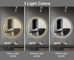 Belofay 600 mm Round Led Bathroom Mirror Black Frame Dimmable Lighting Anti Fog Wall Mounted - thumbnail 3