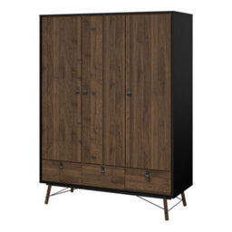 Furniture To Go Ry Wardrobe 3 Doors + 3 Drawers In Matt Black Walnut - thumbnail 3