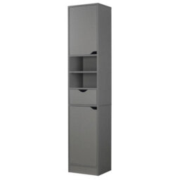 Urbn-Living Urbnliving 170Cm Height Grey Wooden Tall 2 Door 1 Drawer Shelves Bathroom Cabinet Storage Unit Modern - thumbnail 3