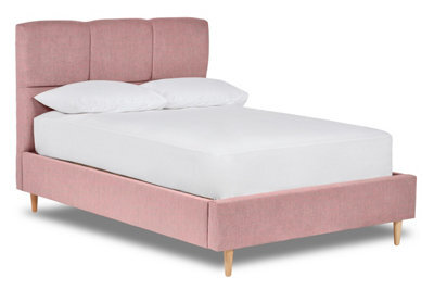 Divan Base Direct Blossom Modern Square Paneled Fabric Bed Base Only 6Ft Super King- Marlow Dusty Pink - image 1