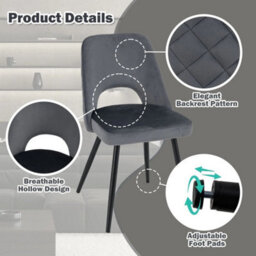 Dining Chair Set Of 2 Upholstered Living Room Chair Adjustable Foot Pads - thumbnail 4