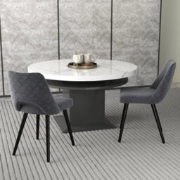Dining Chair Set Of 2 Upholstered Living Room Chair Adjustable Foot Pads - thumbnail 5