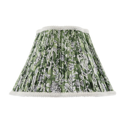 Happy Homewares Emerald Green And White Floral Victorian Lamp Shade With Embroidery - image 1