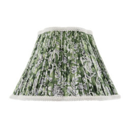 Happy Homewares Emerald Green And White Floral Victorian Lamp Shade With Embroidery - thumbnail 1