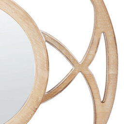 Wyld and Coco Nordicaura Round Wall Mirror 60 Cm - Handmade Light Brown Wood Veneer Frame, Distressed Finish - thumbnail 5