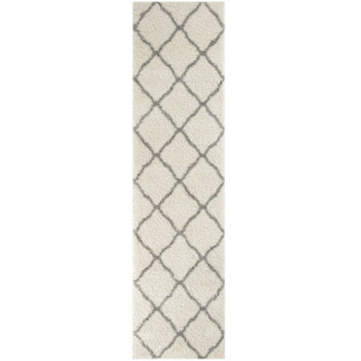 The Rugs Moroccan Shaggy Rugs And Runners Soft High Pile Ivory And Grey Living Room Kitchen Hallway 700 - image 1