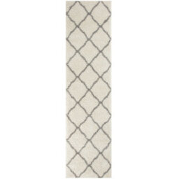 The Rugs Moroccan Shaggy Rugs And Runners Soft  High Pile Ivory And Grey Living Room Kitchen Hallway 700 - thumbnail 1