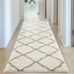 The Rugs Moroccan Shaggy Rugs And Runners Soft  High Pile Ivory And Grey Living Room Kitchen Hallway 700 - thumbnail 4