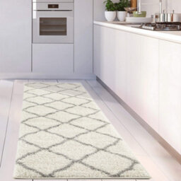The Rugs Moroccan Shaggy Rugs And Runners Soft  High Pile Ivory And Grey Living Room Kitchen Hallway 700 - thumbnail 5