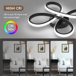 30W Led Ceiling Light Flower Cool White Black Chandelier For Bedroom Living Room - thumbnail 4